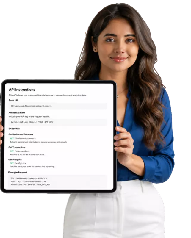 SMMAhmed API technical overview with developer holding tablet