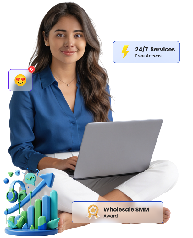 Professional using a wholesale SMM panel on laptop